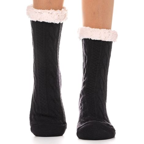 Chaussettes-chaussons en polaire pour femmes - Chaussettes d'hiver chaudes, épaisses et moelleuses, douces et confortables, antidérapantes pour un confort optimal à la maison (1/5)