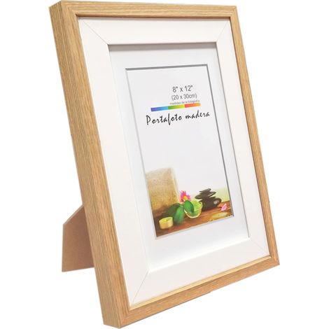 Marco de Foto Decoración Madera con Soporte de Pie y Doble Capa Fino Para Mesa o Pared 10x15 13x18 15x20 18x24 20x25 20x30 24x30 30x40 40x50 cm (1/5)