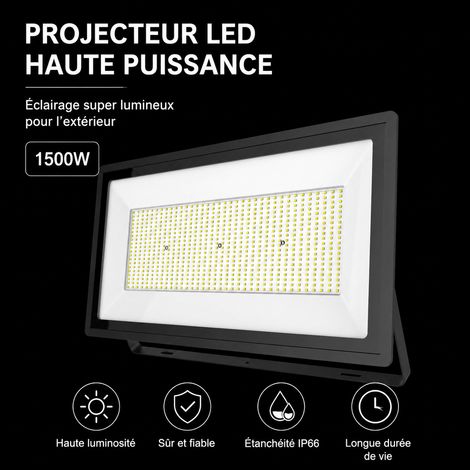 Projecteur LED extérieur 500W 6500K blanc froid étanche IP65 500w 32,5 × 4,5 × 72 cm 4 kg – Livraison gratuite