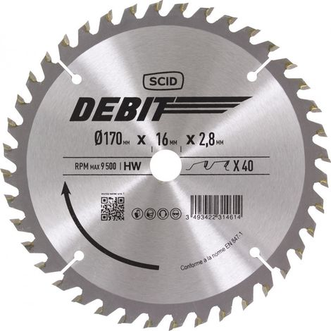 Kreissägeblatt aus Hartmetall Ø 170 mm 40 16 2,8