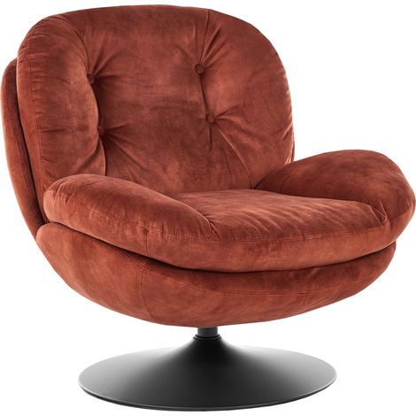 Sillón giratorio de terciopelo con asiento acolchado base simple estilo vintage verde oscuro Nolvik