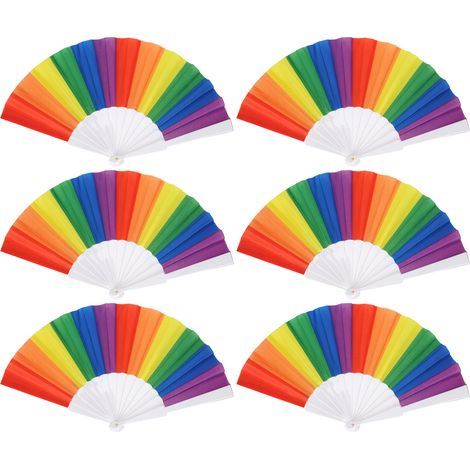 6pcs Folding Fan Handheld Fan Prop Decoration Ornament for Wedding Dancing Performance (1/5)