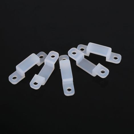 Clip de fixation en silicone 8mm pour bande LED 3528 5050 1210 RGB, 100 pièces, support de montage étanche et résistant. (1/3)