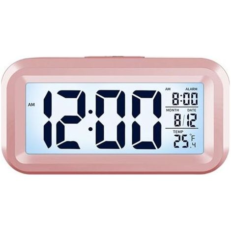 Digitaler Wecker mit großem LCD-Display – zeigt Kalender, Temperatur und 12/24-Stunden-Anzeige an und verfügt über Nachtlicht und Schlummerfunktion – kompakt, leise und tragbar – Funktionen (1/5)