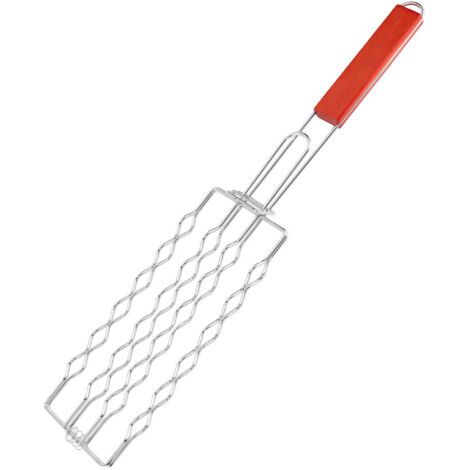Pince à hot-dog, argentée, 47,5 x 9 cm, 1 pièce Grille antiadhésive pour jambon et saucisses Outil de cuisson pour barbecue et camping (1/5)