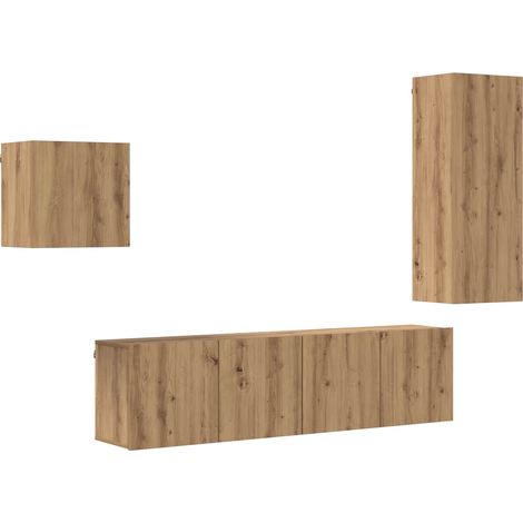Maison Exclusive - TV-Schränk Wandmontiert 4 pcs Artisan-Eiche Ho