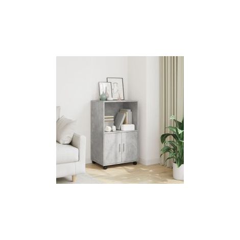 Armoire à roulettes gris béton 55x40x91 bois d'ingénierie (1/5)