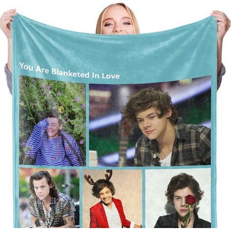 Couverture étoilée personnalisée Harry Styles BL602B-1 100x120cm, plaide motif stars, jeté de lit décoratif (1/3)