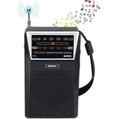 Trade Shop - Mini tragbare Taschenfunkfunktionen AM / FM Q-R60 Teleskop-Antenne-Handgelenkband -