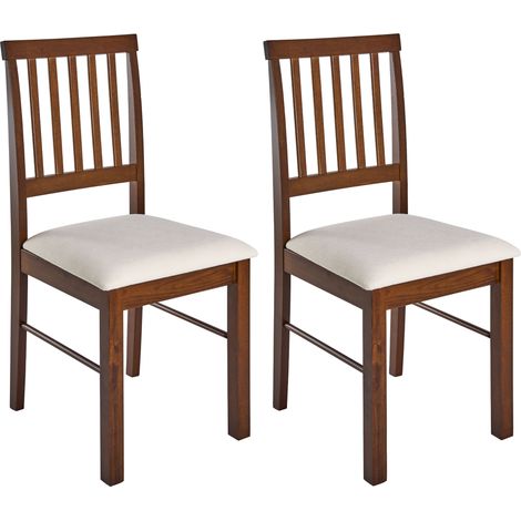 Conjunto de 2 sillas de comedor tapizadas madera marrón oscuro beige claro Orono (1/5)