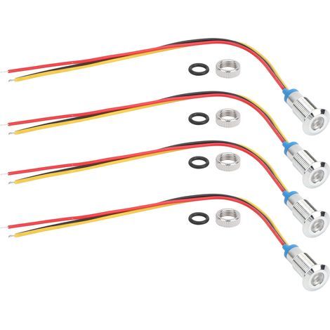 4 Kits LED Pré-câblées Rondes Étanches Lumière Signal 2 Couleurs Anode Commune 8mm 36V (Rouge et Vert) (1/5)