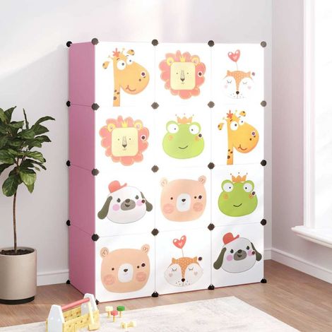 Armoire de rangement pour enfants-Meuble de stockage avec 12 cubes Rose PP 196411 (1/5)
