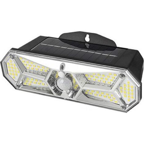 Lampe murale solaire à détecteur de mouvement avec 126 LED, éclairage extérieur solaire de sécurité pour terrasse, jardin, garage ou porte d'entrée. (1/5)