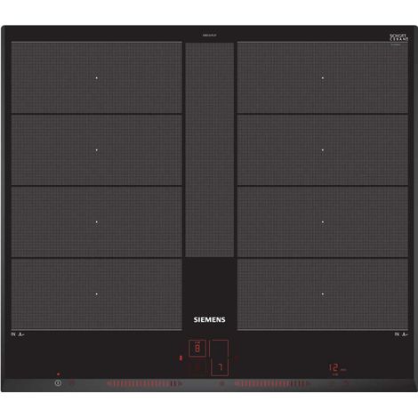 Siemens – Table induction 4 foyers 60 cm – Noir – Technologie Dual LightSlider – Zones flexibles pour casseroles – Idéale pour cuisines de taille moyenne