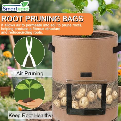 Lot de 3 Sacs de Culture 10 Gal, 35 × 45 cm, Pots en Tissu Marron avec Fenêtre de Récolte pour Pommes de Terre Légumes (1/5)