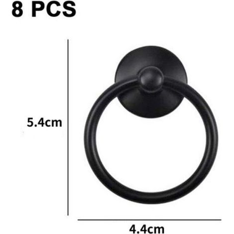 Set de 8 poignées de cabinet, poignées rétro - Noires 4.45.4cm, finition brillante et durable (1/3)