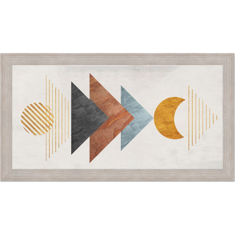 Lupia - Quadro moderno, per soggiorno camera da letto, con cornice BOSTON colore BEIGE, 60x110 cm, INFINITE stampa su pannello in legno, stile geometrico astratto (1/4)