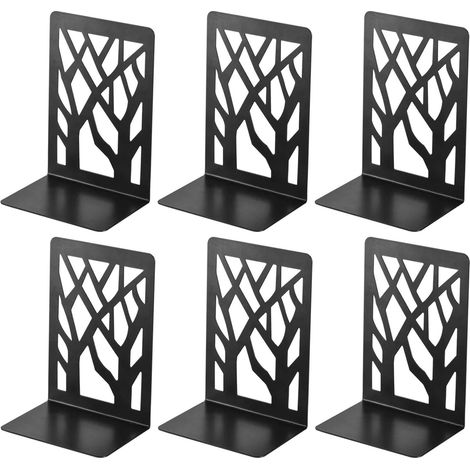 3 paires serre-livres métal noir pour organiser livres et CDs, idéal pour le bureau, l'école et la maison
