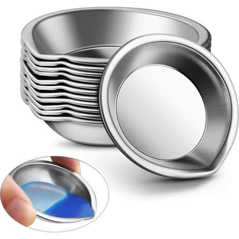 12 Pièces Plateau De Peinture en Acier Inoxydable, Bol De Peinture en Acier Inoxydable, Palette Maquillage Petit Plateau, Peinture Rond Palette d'art (1/5)