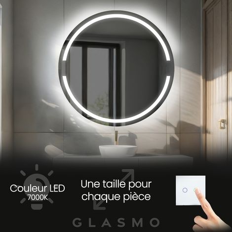 Moderne Miroir avec LED Illumination Salle de Bain 60 cm Eden - Rond sur Mesure LED Lumineux Miroir avec Éclairage intégré - Blanc Froid 7000 K (1/5)