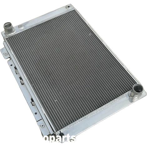 Radiador de aluminio, tamaño del núcleo 590 mm x 440 mm, tamaño total 705 mm x 505 mm, 3 filas, entrada/salida 45 mm (1/5)