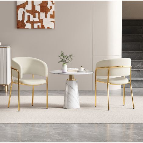 Pack de 2 sillas de comedor modernas en cordón beige, patas regulables DESVIAE (1/5)
