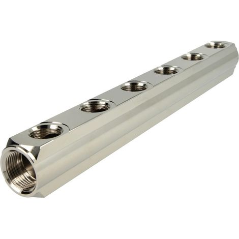 Nourrice laiton 6 entrées avec raccord en 3/4''