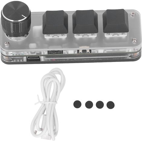 Mini Keypad 3 Key 1 Knob Programmable USB BT Connection Blue Switch Mini Mechanical Keyboard with RGB LED (1/5)