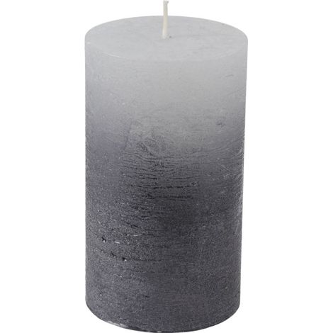 Pillar Candle With Metallic Ombre Base - Paraffin - L10 x W10 x H20 cm - Black/White