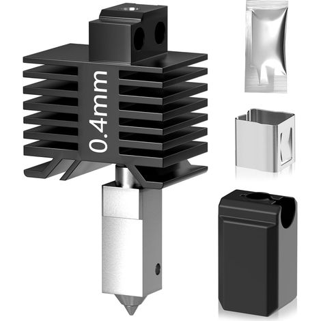 Kit de hotend amélioré en acier trempé (0,4 mm) pour Bambu Lab X1C, série P1, kit de bloc de chauffage de tête d'impression 3D, entièrement en métal, buse hotend pour P1S, P1P. (1/5)