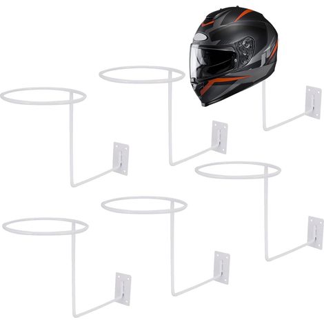 6 Pièces Support Mural pour Casque Moto, Vélo, Porte Manteau, Accroche pour Casque de Baseball, Veste, Chapeau, Balles - Blanc (1/5)