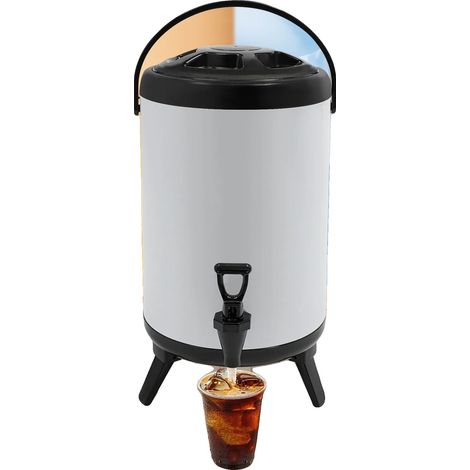 Distributore di bevande, capacità 10 litri, acciaio inox 201, maniglia portatile, mantenimento della temperatura per 4-8 ore, facile da pulire. (1/5)