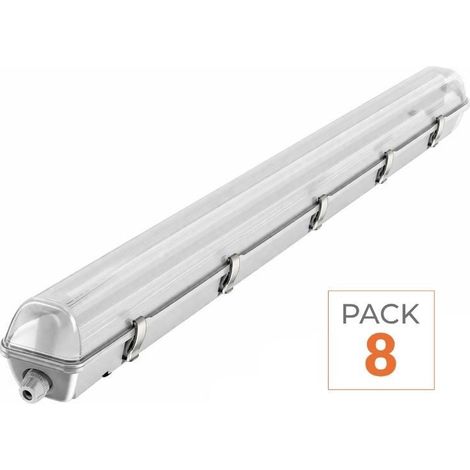 Kit de Réglette LED étanche Double IP65 + 2 Tubes T8 120cm 18W ( (1/5)