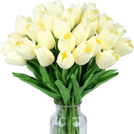 12 pièces vraie touche Artificielle Tulipes Fleurs Faux Tulipes Fleurs Bouquets De Mariage pour Mariage Maison Jardin Décoration (1/5)