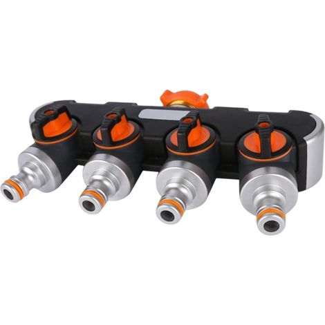 Conector de grifo, 4 salidas resistentes al agua y al agua para riego exterior. (1/5)