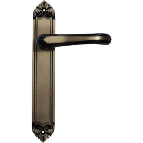 KORMAX manillas latonadas brillo placa 26x4.6 cm juego , Juego de manillas Latonada BrilloPlaca de 26x4,6 cm Incluye espárrago y tornillos Con muelle de acero Chapa (1/3)