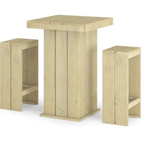 Meubles de bar de jardin 3 pcs Bois de pin imprégné 2 (1/5)
