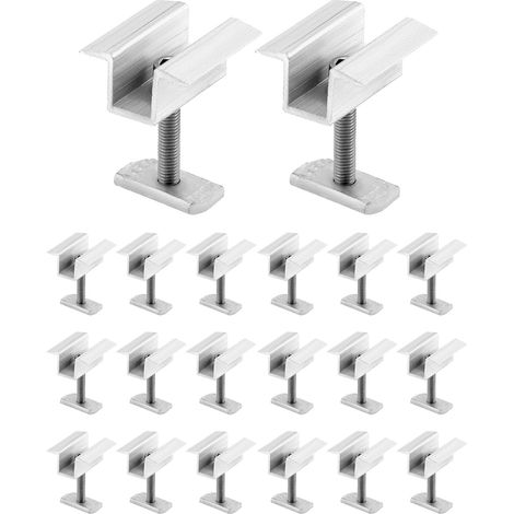 20 pince intermédiaire pour module solaire photovoltaïque, fixation panneau solaire en aluminium pour hauteur de module 25-40 mm, pour le montage de profilés en aluminium 20 mm (1/5)