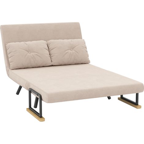 HOMCOM Divano Letto Matrimoniale Vellutato con Schienale Regolabile Beige (1/5)
