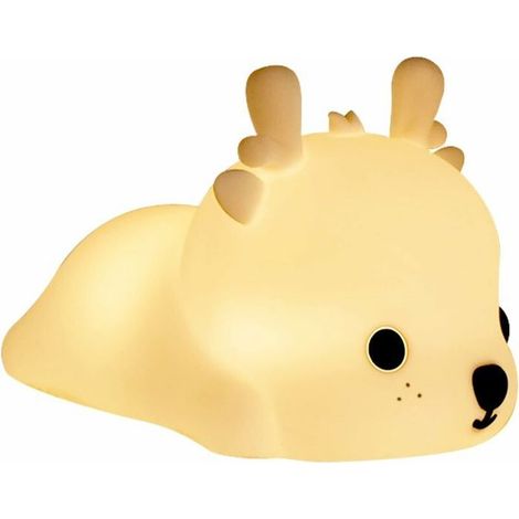 Veilleuse LED en forme de cerf - Silicone souple et rechargeable 12 modes lumineux et minuterie - Décoration chambre enfant (1/5)