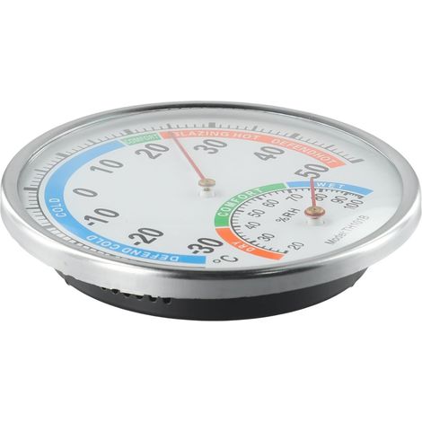 Thermomètre-hygromètre analogique, métal, blanc, pour maison (1/5)
