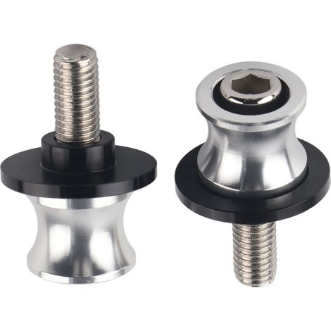CNC 10mm Motorradständer Hinterradständer Schwingenaufnahme Gleitstücke Silber Schraubensatz Hinterradauflagen (1/5)