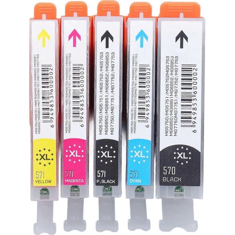 Cartouches d'encre PP rechargeables à haut rendement pour imprimantes PIXMA MG5750, MG5751, MG5752, MG5753, MG6850 et MG685