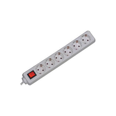 Steckdosenleiste -6 Steckdosen + Schalter,  250 V,  1500 mm Kabel mit Stecker