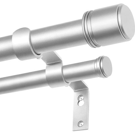 Double Tringle Rideaux 90-182cm, Tringle Rideau Extensible Argentée (1/5)