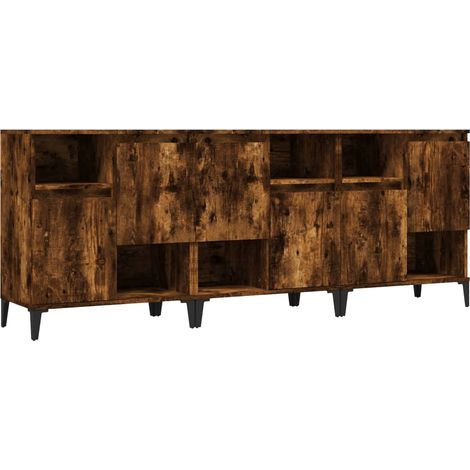 Maison Exclusive - Buffets 3 pcs chêne fumé 60x35x70 cm bois d'ingénierie (1/5)