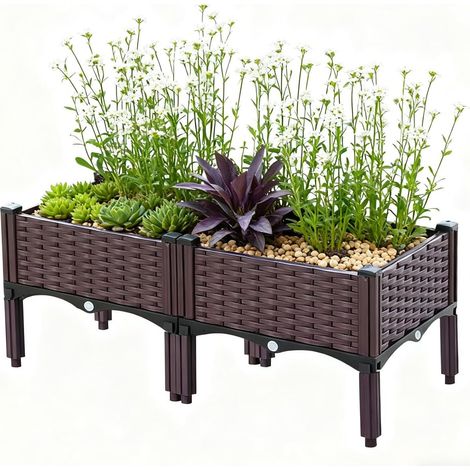 Hochbeet mit Sockel, erhöhter Pflanzkübel für Terrasse und Balkon, großes Gartenhochbeet für Gemüse, Blumen und Kräuter, rückenschonend, ideal für den Hinterhof (1/5)
