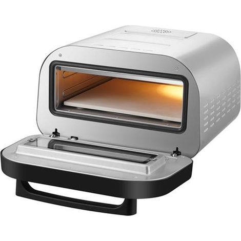 Four à pizza - 1700 W - 80°C à 400°C - Pierre à cuire 32 x 32 cm - Minuterie-Inox noir - KITCHENCHEF (1/5)