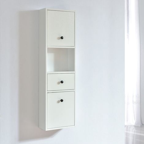 Grande armoire de rangement ARMARIA hauteur 120 cm mélaminé blanc 35 cm
