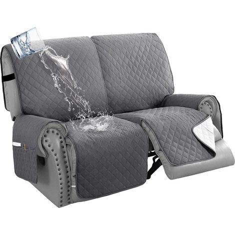 Housse de Fauteuil inclinable 2/3 Places(Gris,2 Places), imperméable Housse de Canapé Antidérapant Protecteur pour Meubles de Salon Contre Les Chiens, Animaux et Enfants (1/5)